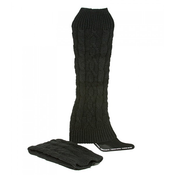 Knit Leg Warmers - Black - SK-F1004BK